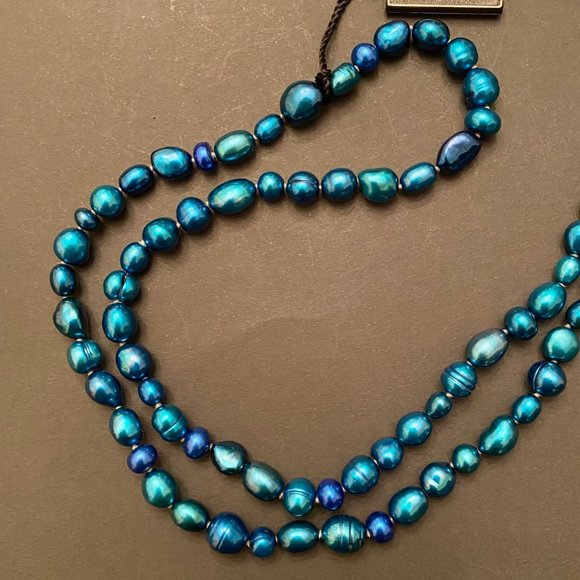 36" Honora Deep Blue Pearl Necklace, NWT - Picture 7 of 10